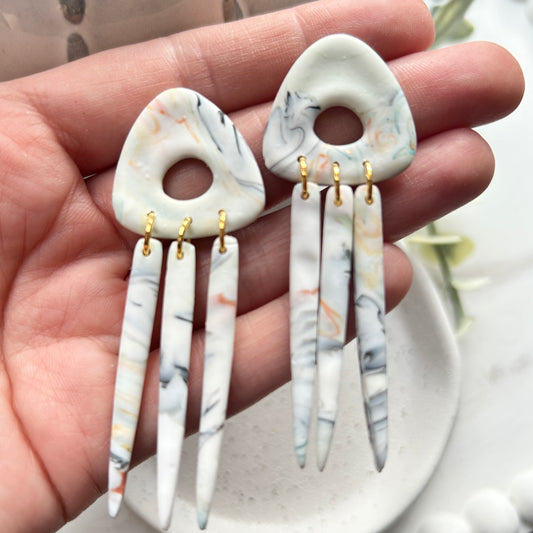 Stunning, multicolored, jellyfish polymer clay dangle earrings