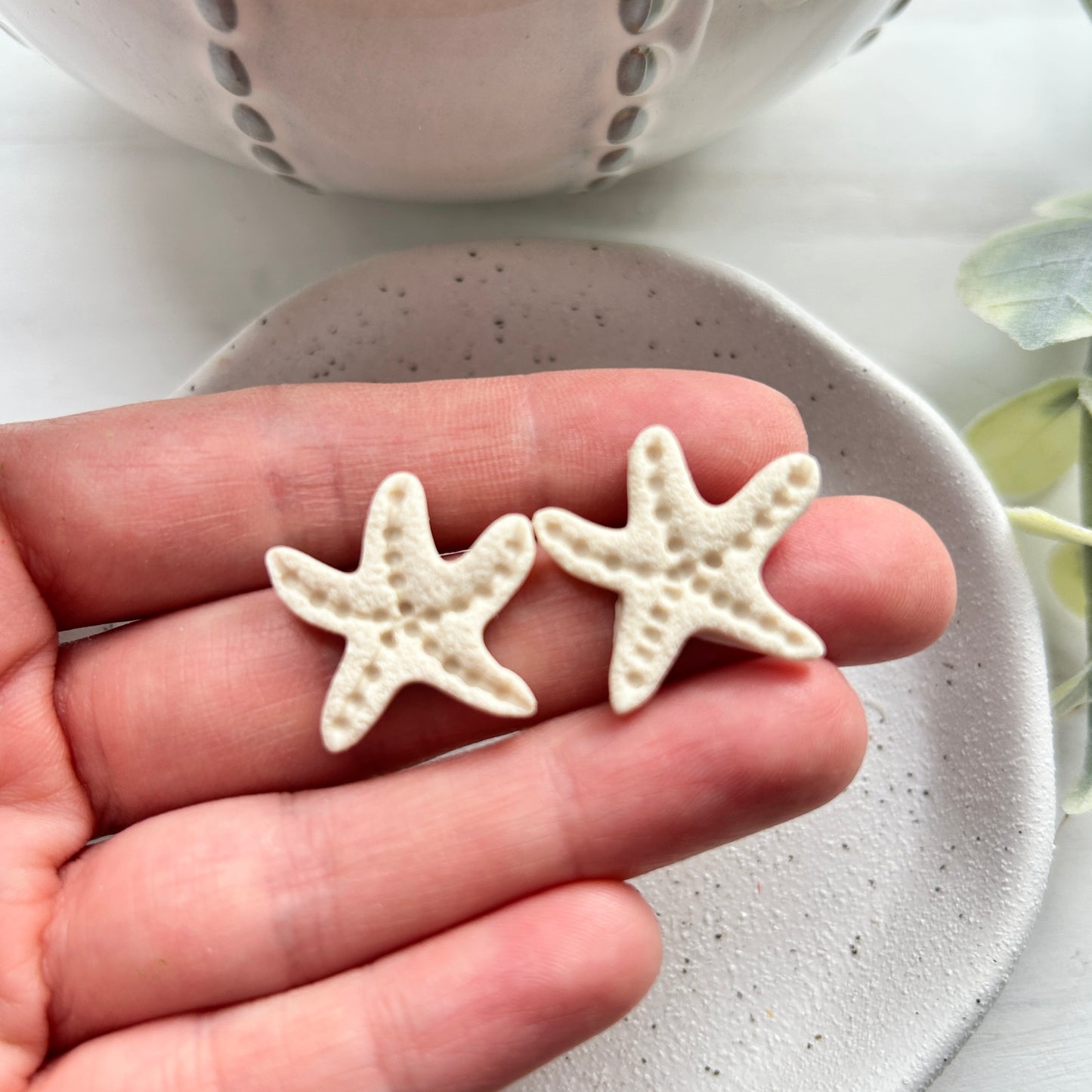 Polymer clay, starfish studs