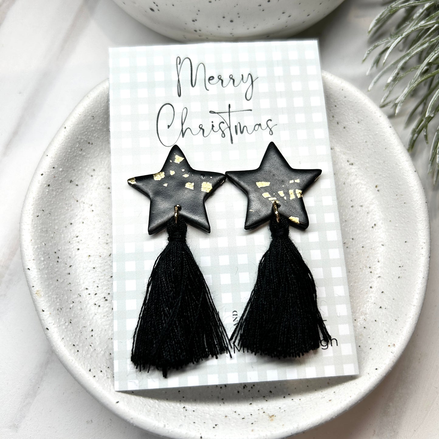 Christmas star tassel earrings