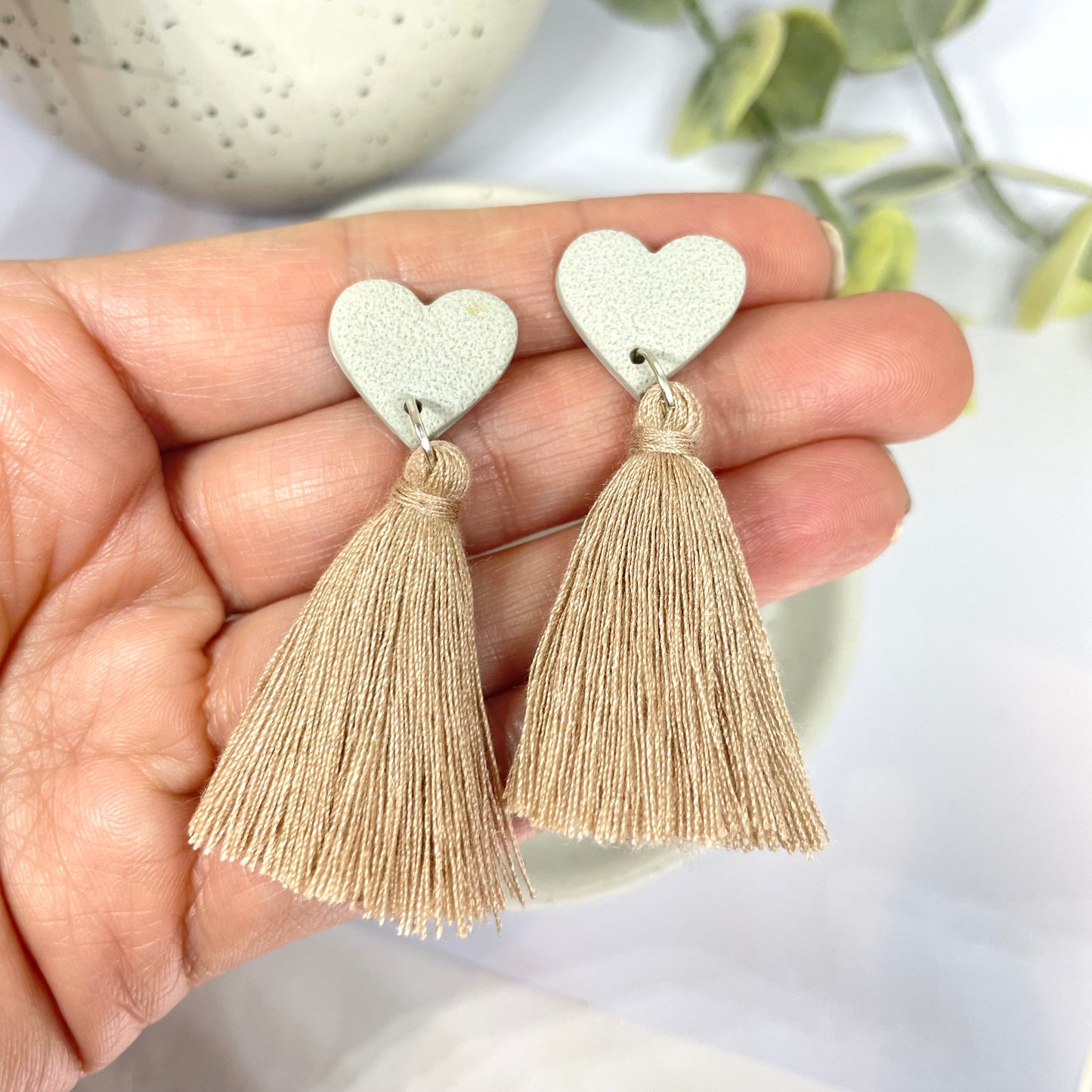Heart tassel earrings