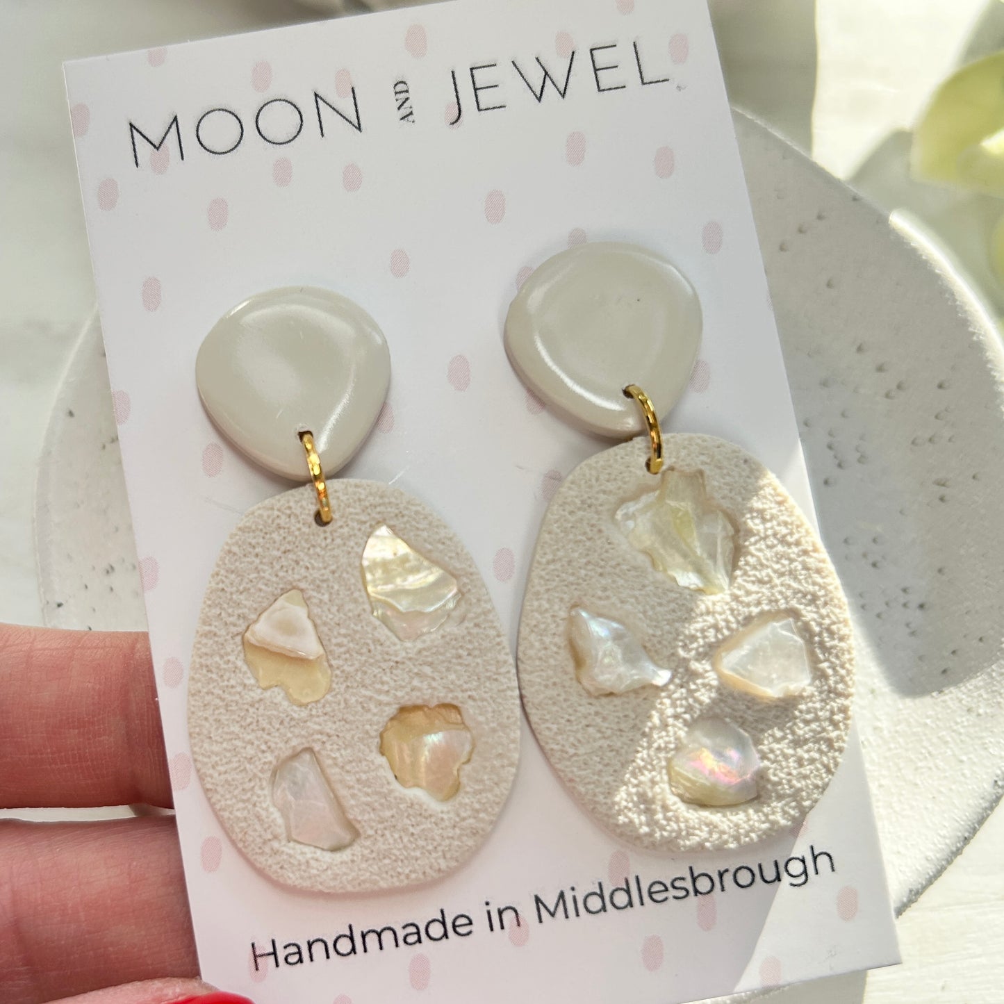 Beautiful, shell encrusted dangle earrings