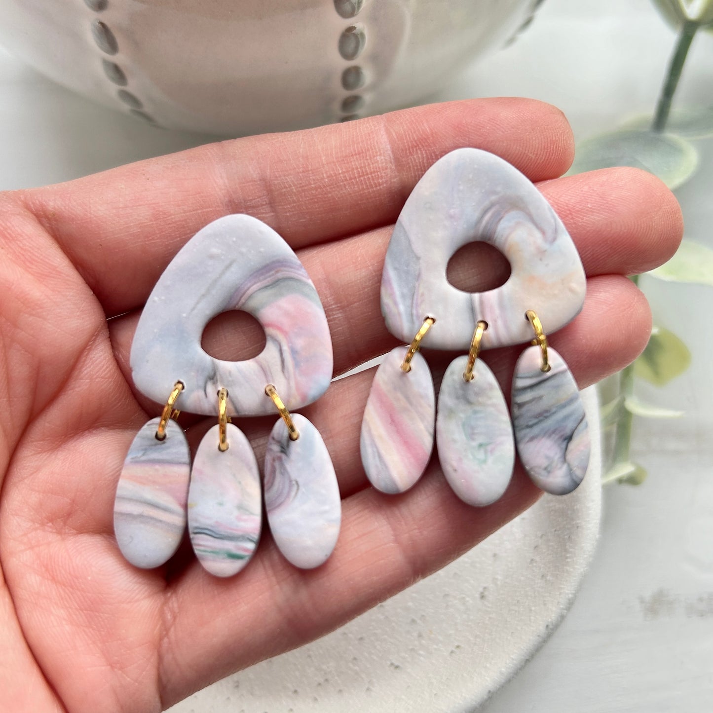 Polymer clay dangle earrings