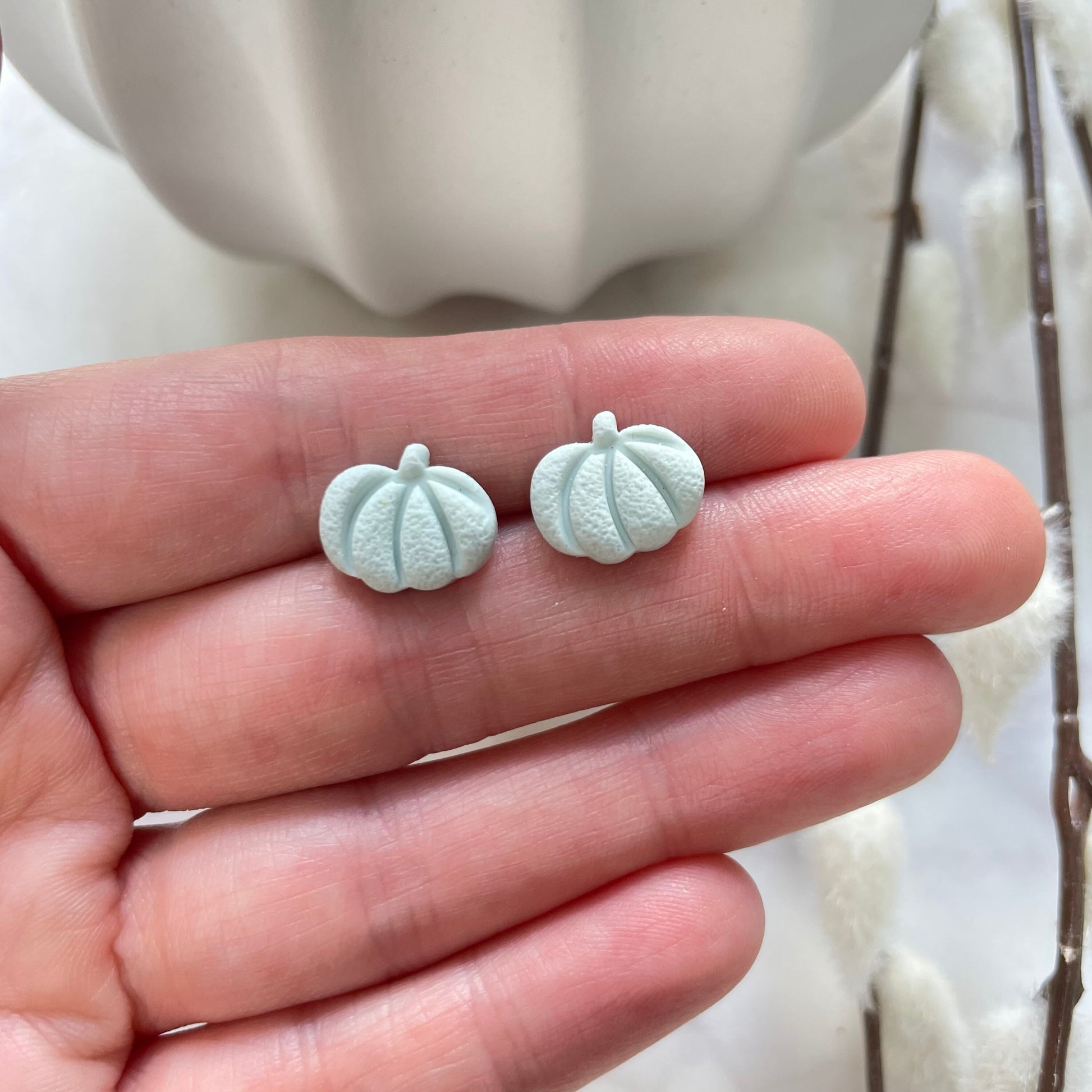 Pumpkin earrings, polymer clay studs, handmade earrings, Halloween earrings, clay earrings