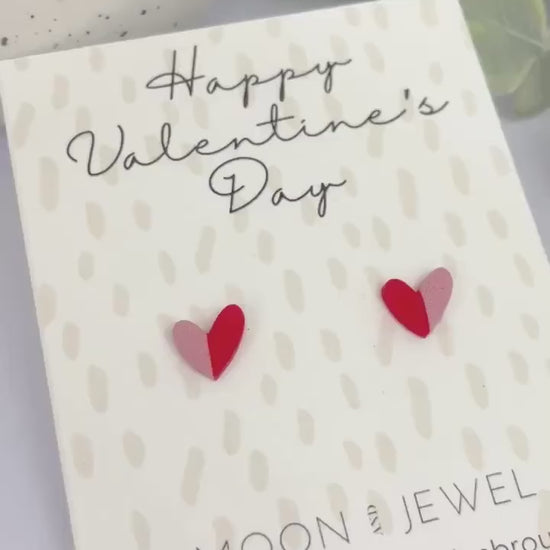 Valentine’s earrings gift for her, beautiful handmade tone pink stud earrings, post box gift, wife gift, girlfriend gift,