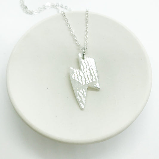 polymer clay lightening bolt necklace on silver plated chain, beautiful birthday gift for her, girlfriend gift, sister gift,