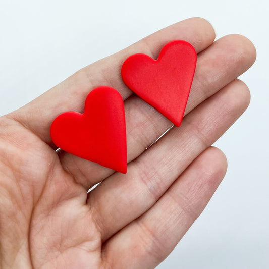 Polymer clay statement stud earrings, red heart earrings, beautiful birthday gift, galentine’s gift, Valentine’s Day gift, girlfriend gift