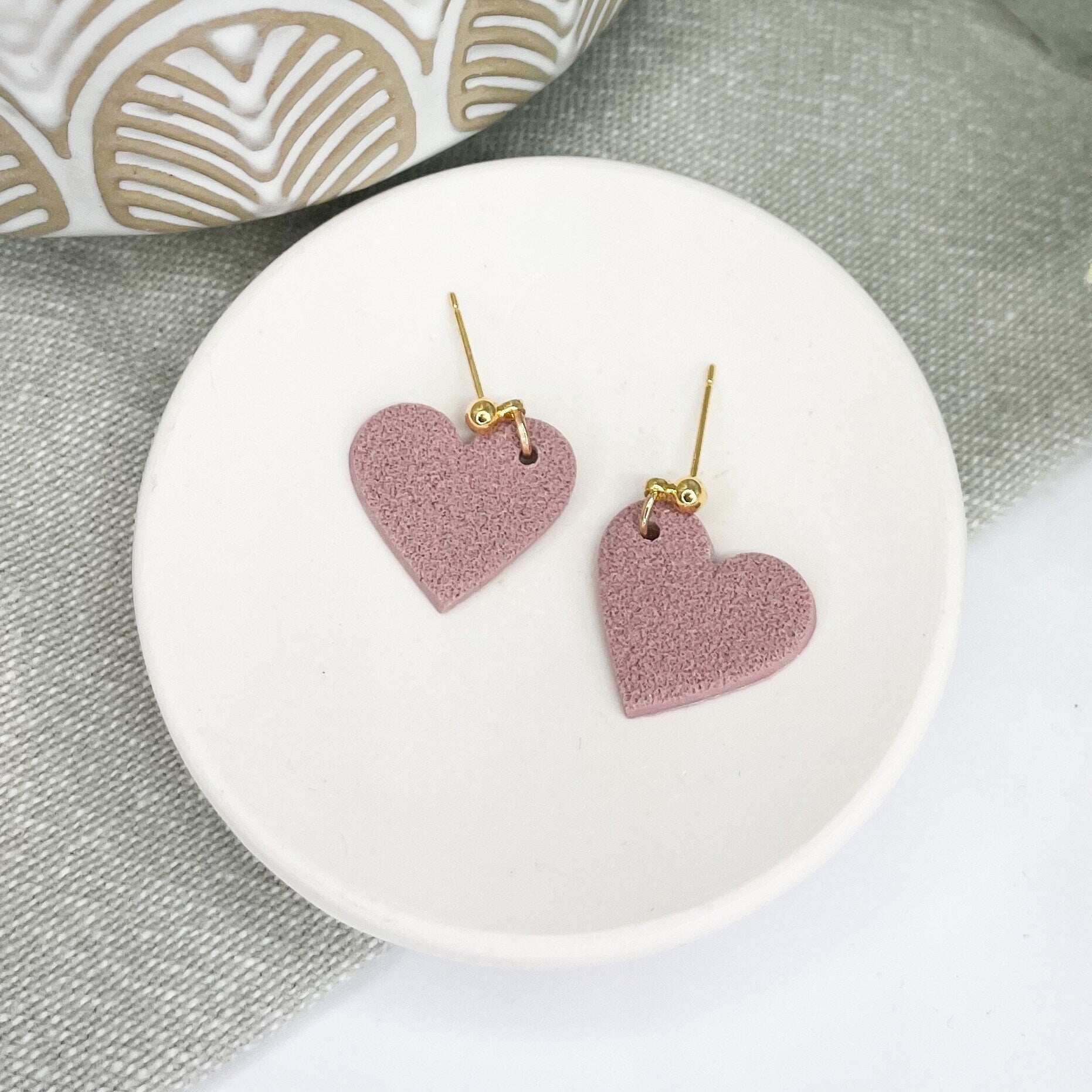 Polymer clay heart earrings, galentine gift, post box gift, best friend birthday gift, valentines girlfriend gift,