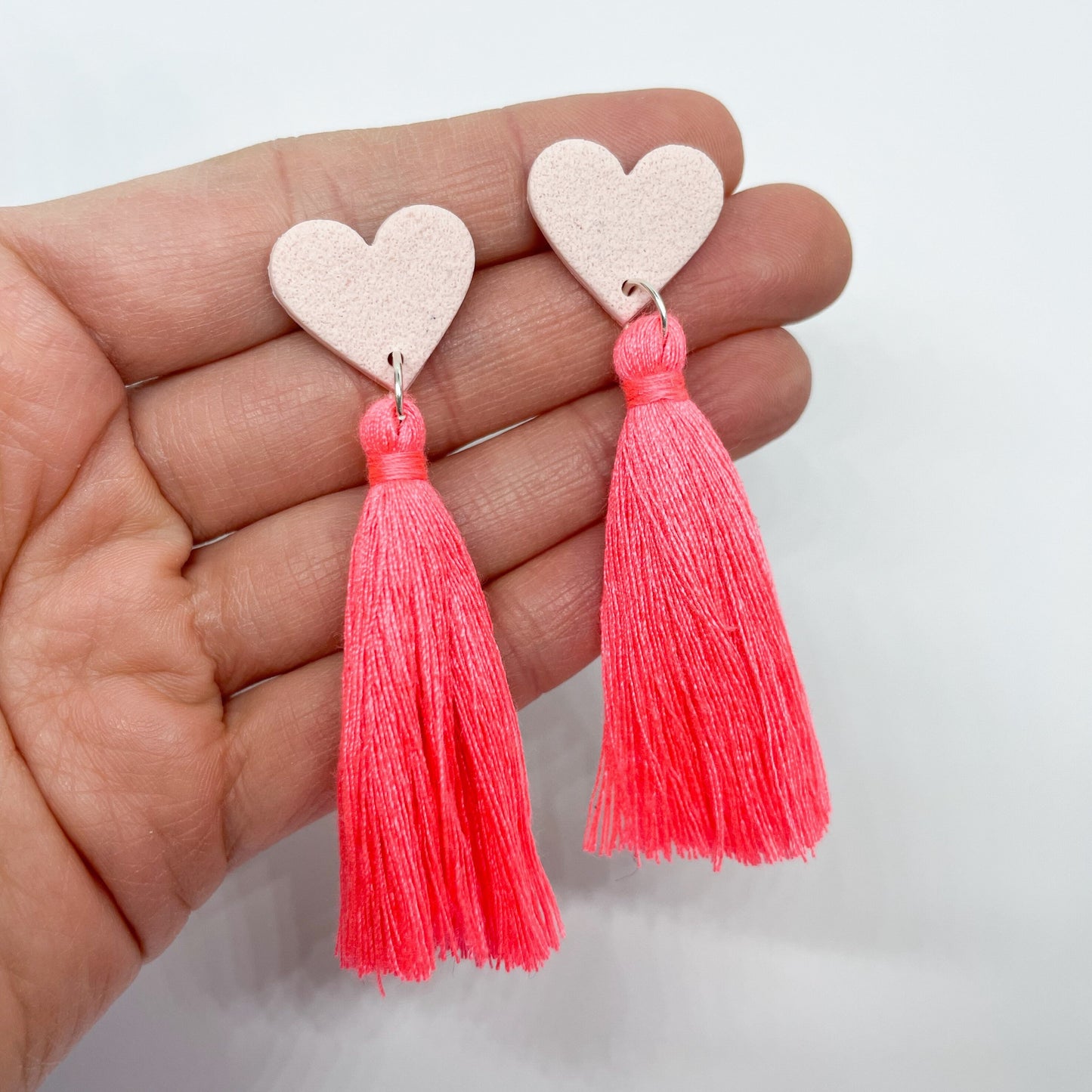 Polymer clay tassel earrings, galentine gift, post box gift, best friend birthday gift, valentines girlfriend gift, bright earrings,