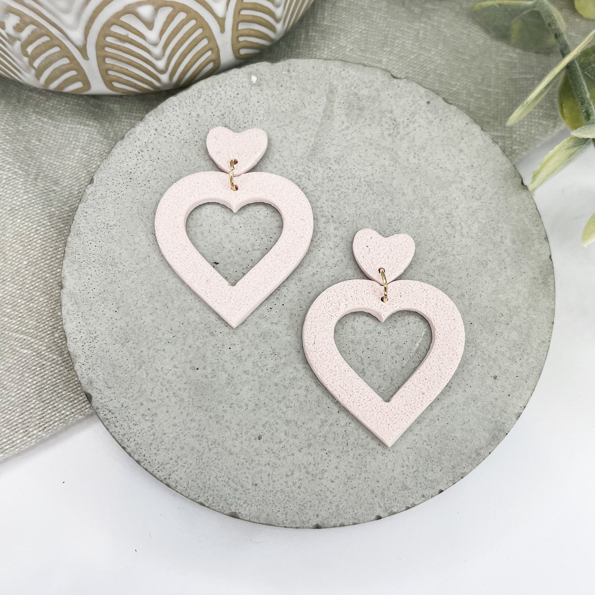 Pink heart polymer clay earrings,post box  gift, mum gift, best friend birthday gift, girlfriend gift,