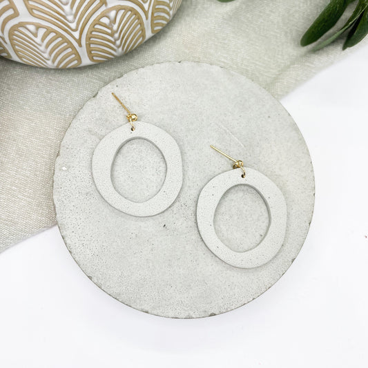 Grey earrings, handmade polymer clay statement earrings, circle earrings, birthday gift, unique mum gift, sister gift, girlfriend gift