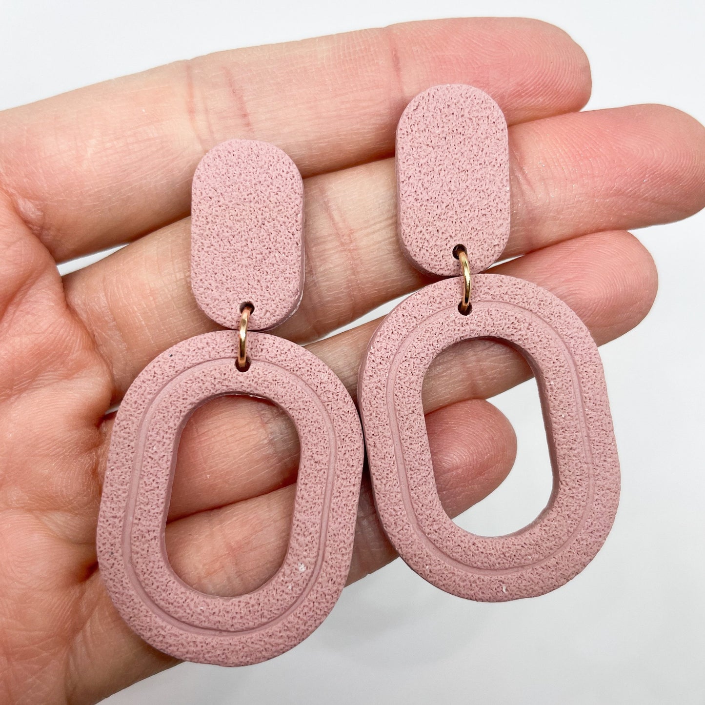Polymer clay earrings pink, textured clay earrings, galentine gift, post box gift, best friend birthday gift, valentines girlfriend gift,