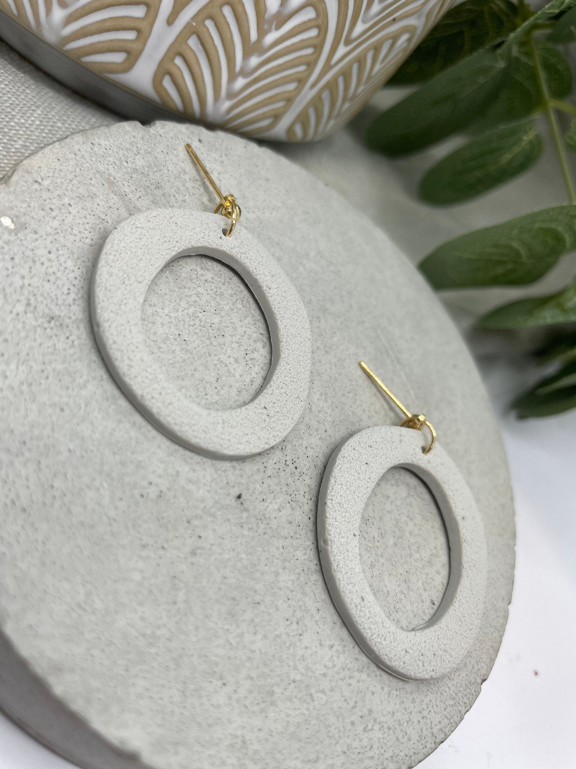 Grey earrings, handmade polymer clay statement earrings, circle earrings, birthday gift, unique mum gift, sister gift, girlfriend gift