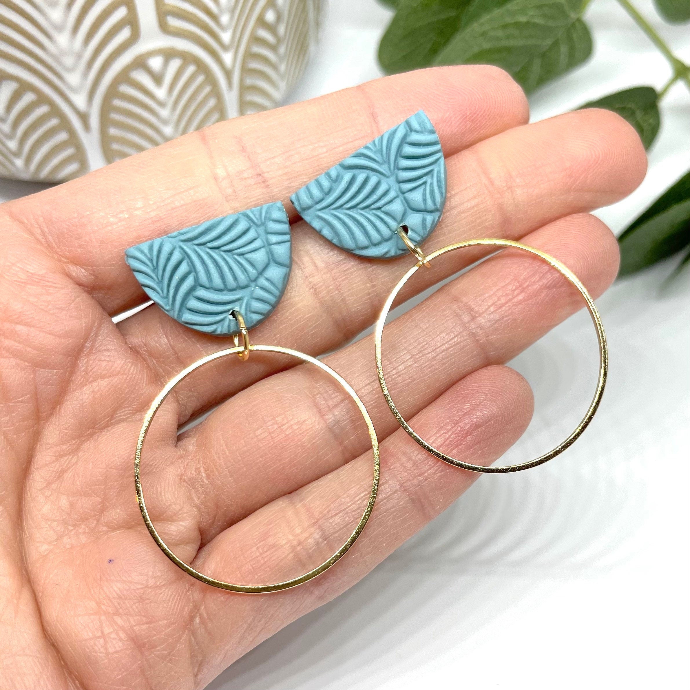 Embossed store hoop earrings