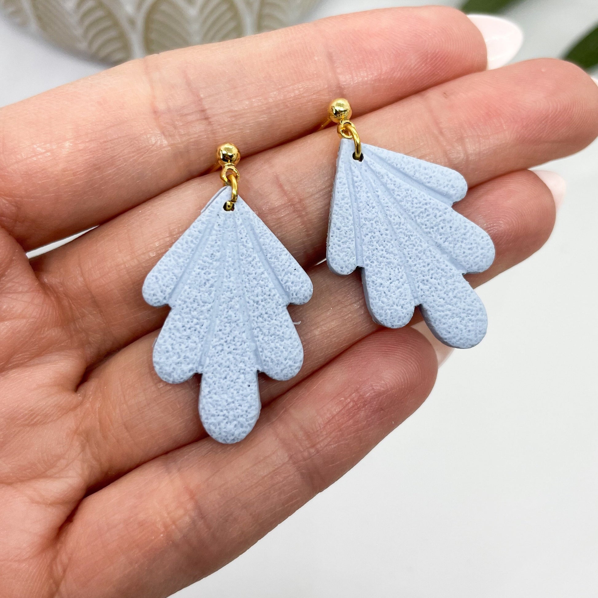 Textured blue Polymer clay earrings, post box gift, best friend gift, girlfriend gift, sister gift