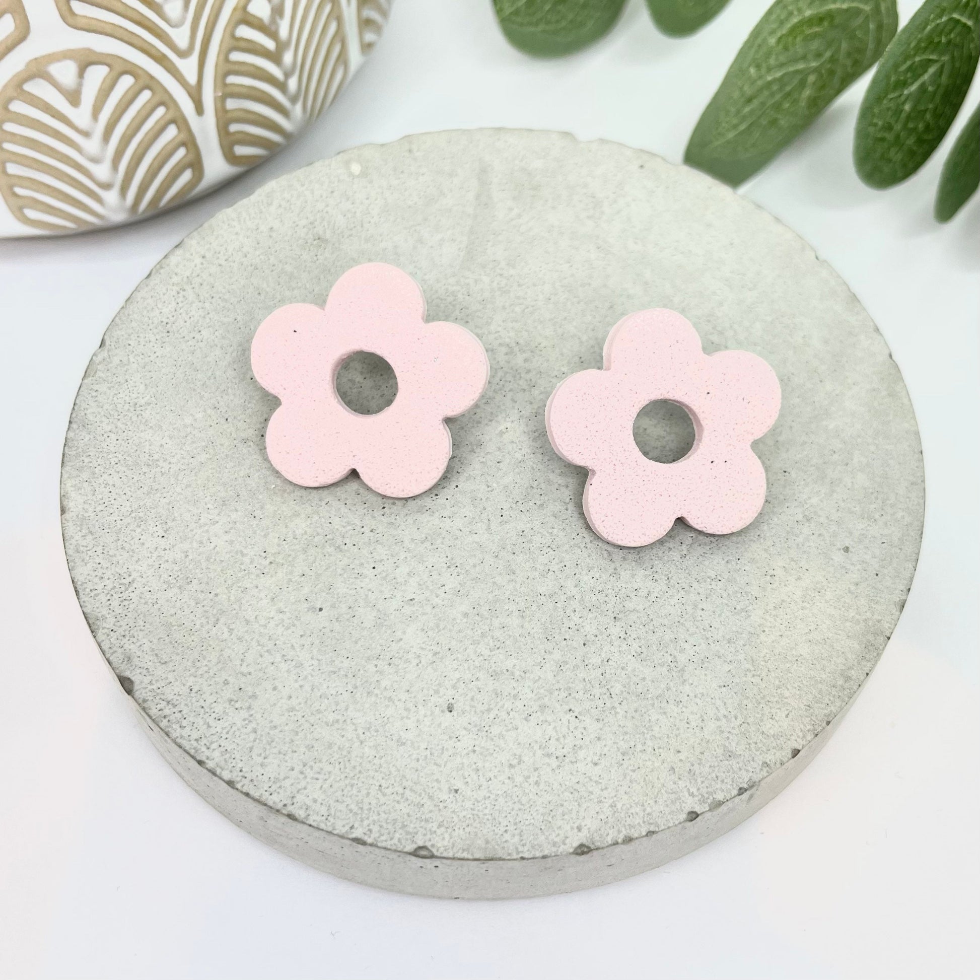 Flower polymer clay statement earrings, pink flower studs, birthday gift, mum gift, sister gift, girlfriend gift
