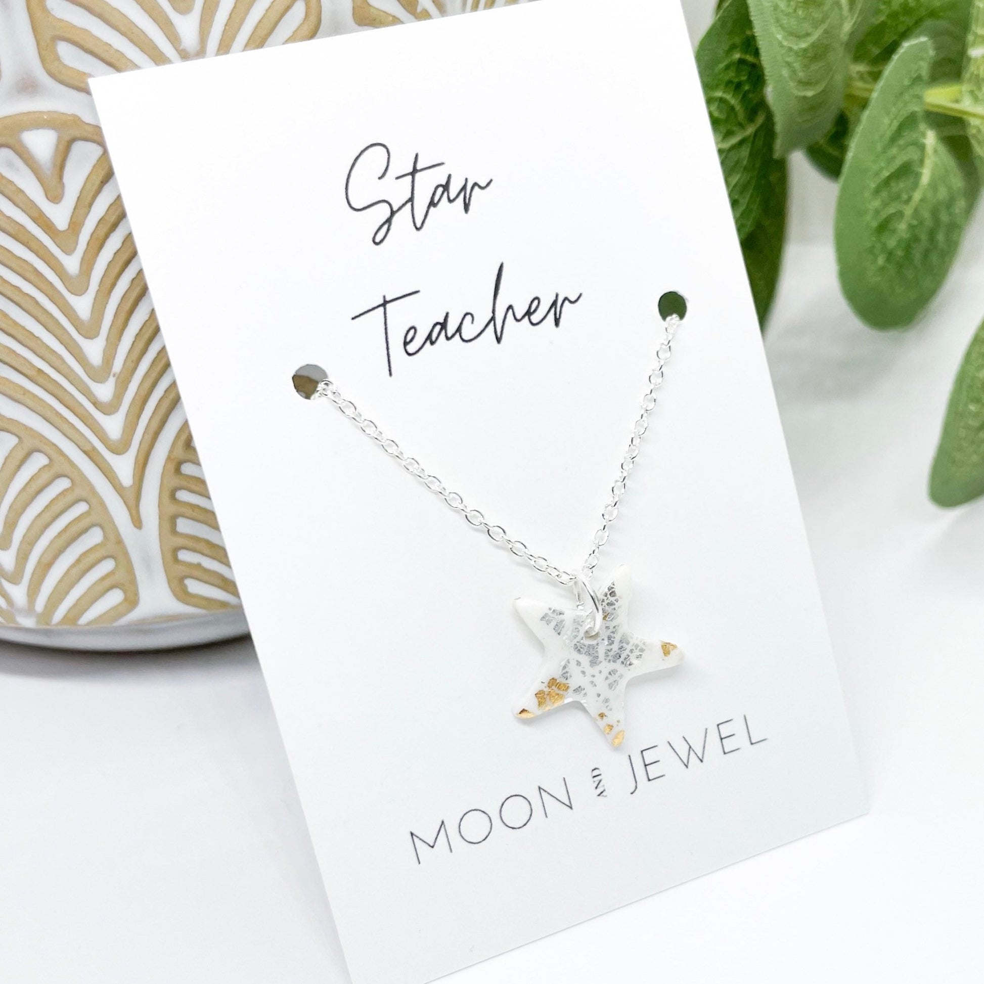 Teacher gift | teacher necklace | polymer clay star necklace | thank you teacher | end of year gift | school leaving gift
