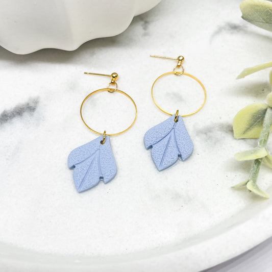 Polymer clay and brass dangle blue earrings, post box gift, best friend gift, girlfriend gift, sister gift, beautiful handmade earrings