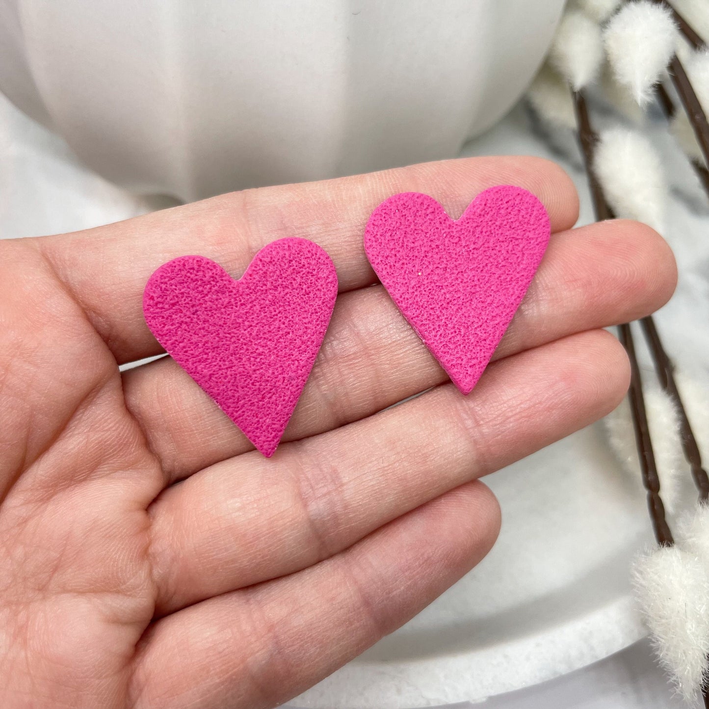 Heart earrings, polymer clay stud earrings, beautiful birthday gift, sister gift, girlfriend gift, valentines gift for her, galentine’s gift