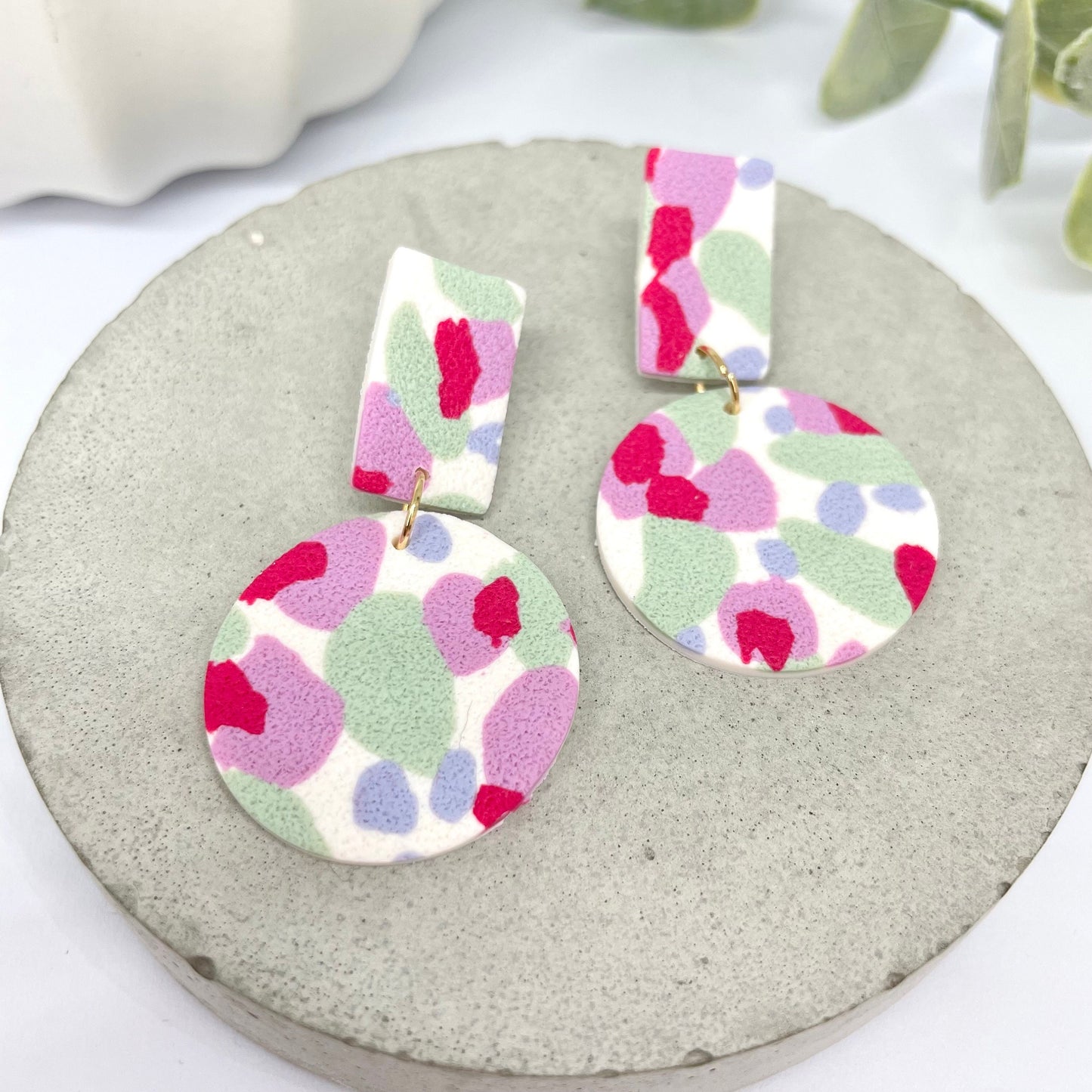 Polymer clay large bright dangle earrings, beautiful gift for her, best friend birthday gift, sister gift, handmade earrings