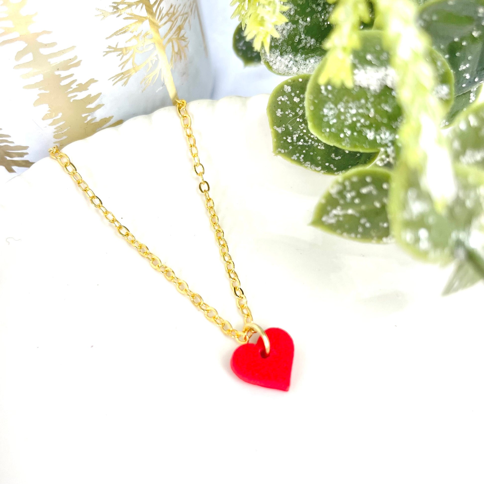 Christmas gift for her, stunning red heart necklace, secret Santa gift for her, stocking filler, polymer clay necklace, girls necklace,