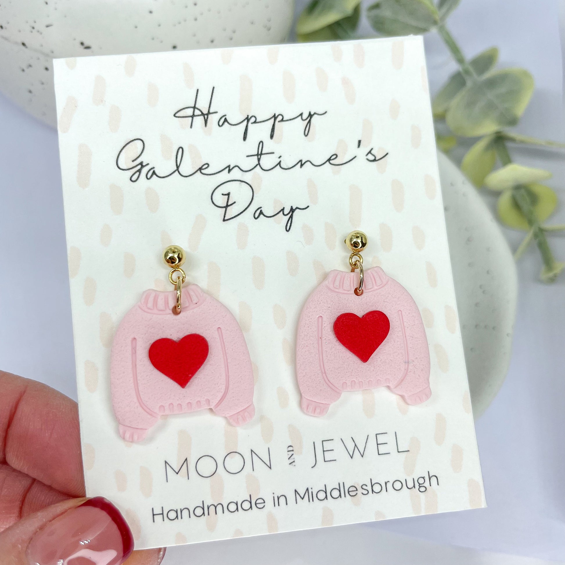 Galentine’s Day gift earrings, love heart earrings, pink and red heart earrings, best friend gift,