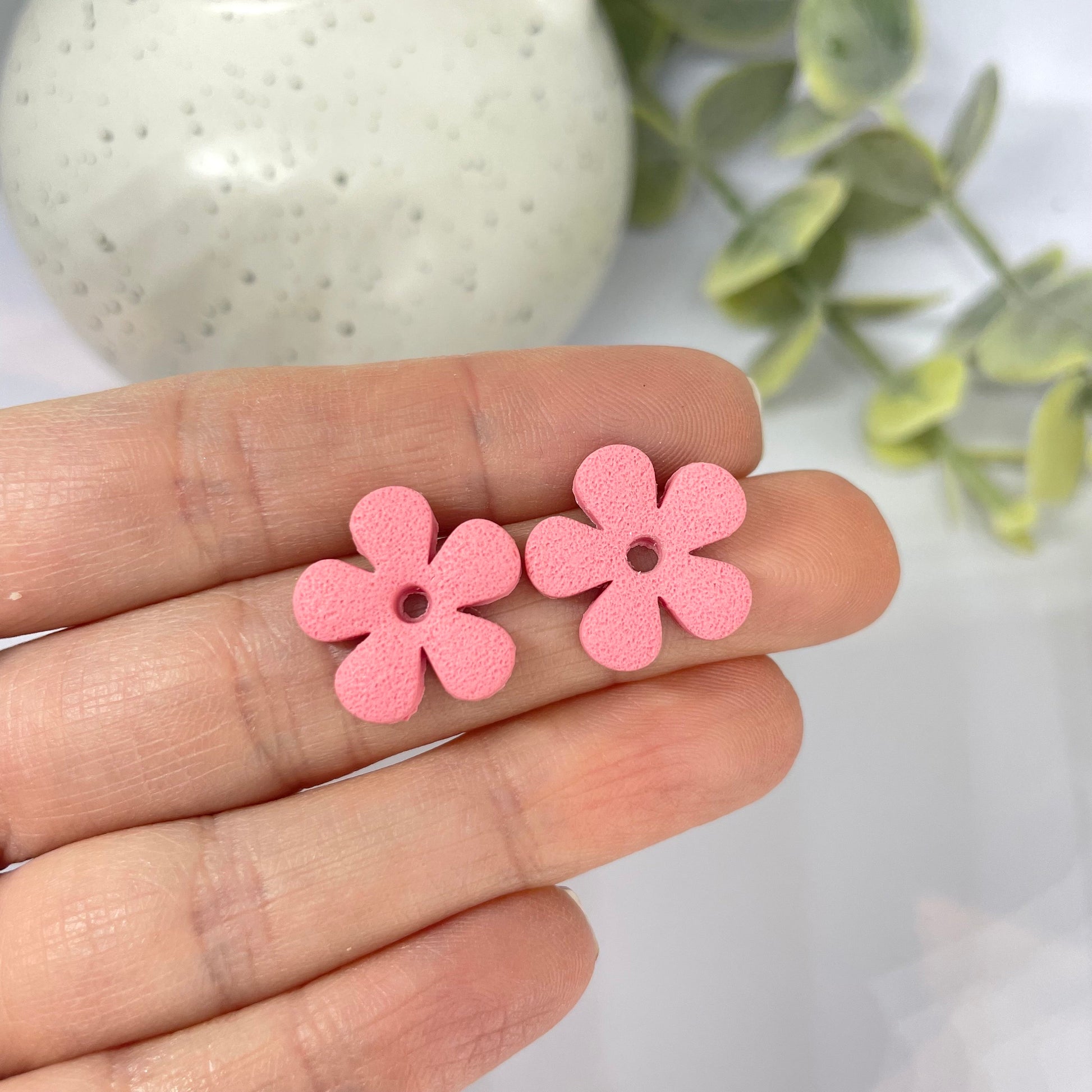 Happy Birthday Bestie earrings, Best Friend birthday gift, pink flower studs, special friend gift, friend earrings