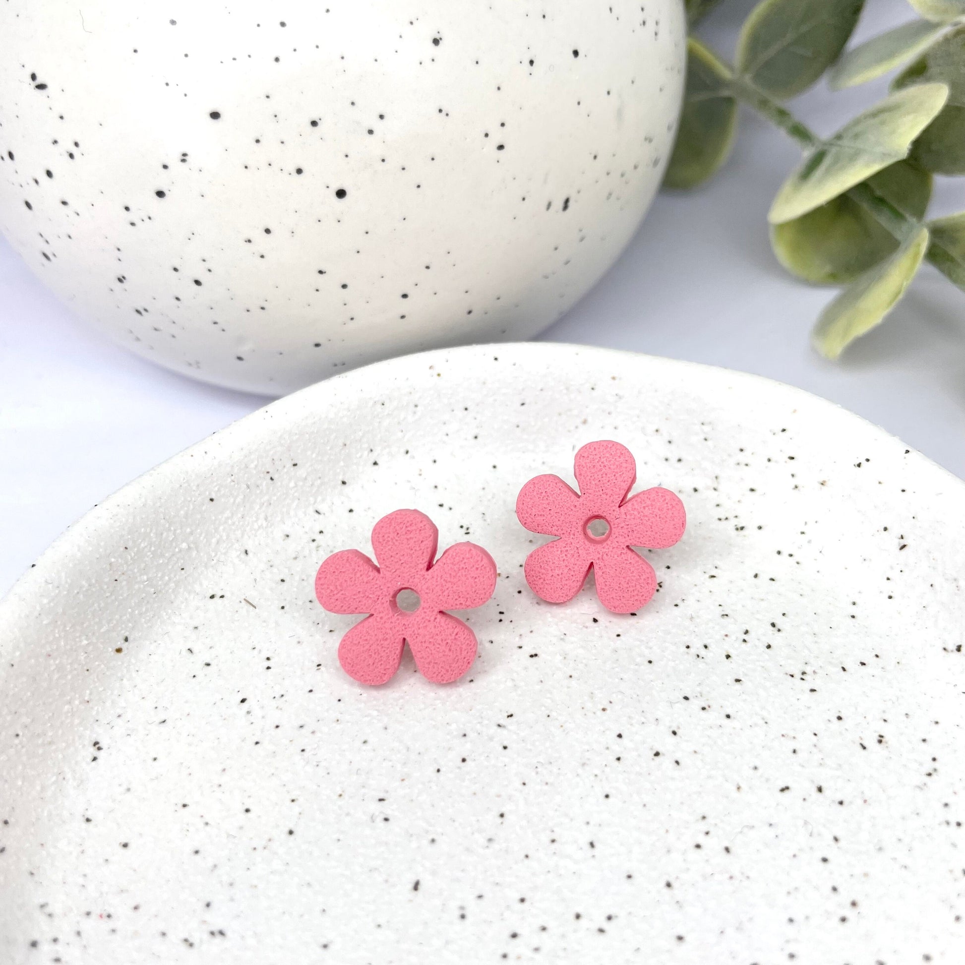 Happy Birthday Bestie earrings, Best Friend birthday gift, pink flower studs, special friend gift, friend earrings