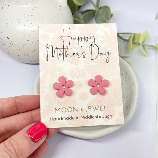 Mother’s Day flower earrings, pink flower studs, mum gift, Mother’s Day gift, special mum gift,