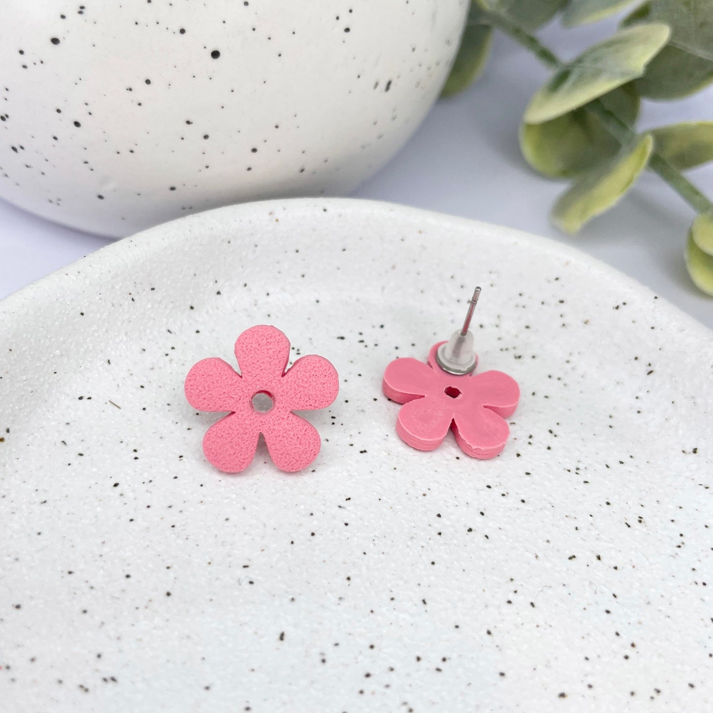 Happy Birthday Bestie earrings, Best Friend birthday gift, pink flower studs, special friend gift, friend earrings