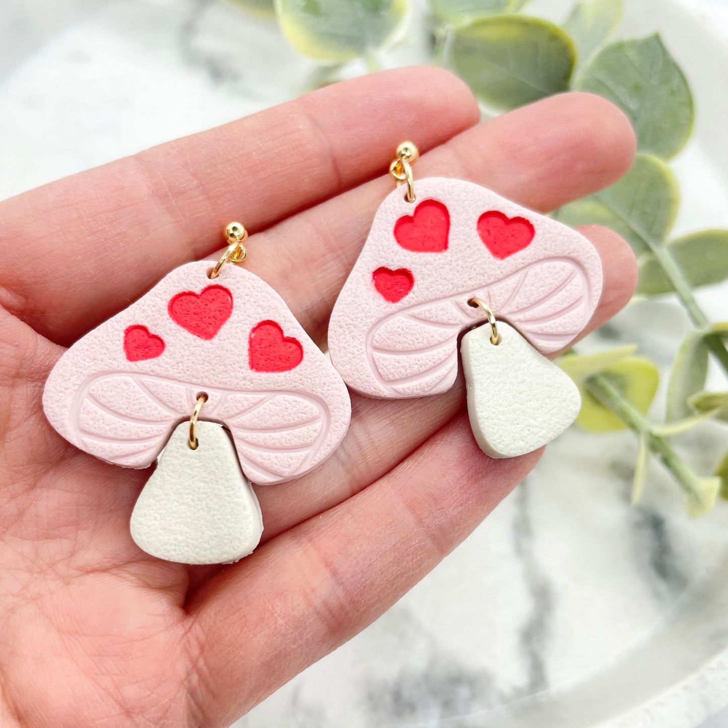 Valentine toadstool earrings