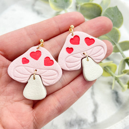 Valentine toadstool earrings